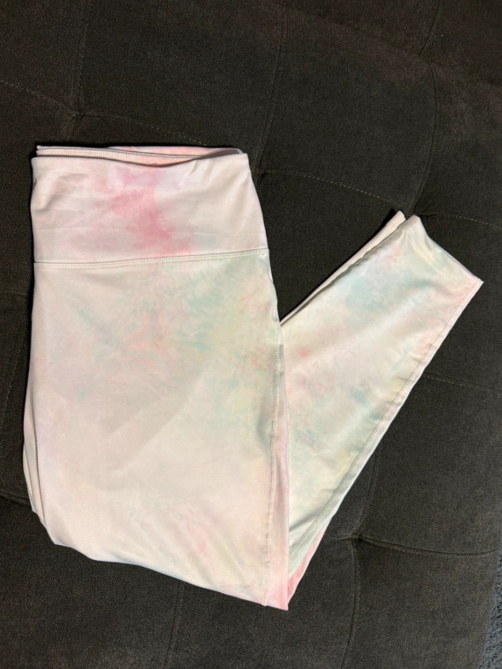 ZELOS Pastel Tie-Dye Marbled Athletic Yoga Pants - White with Pink and Blue NWOT